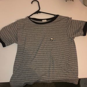 Grey and white striped shirt